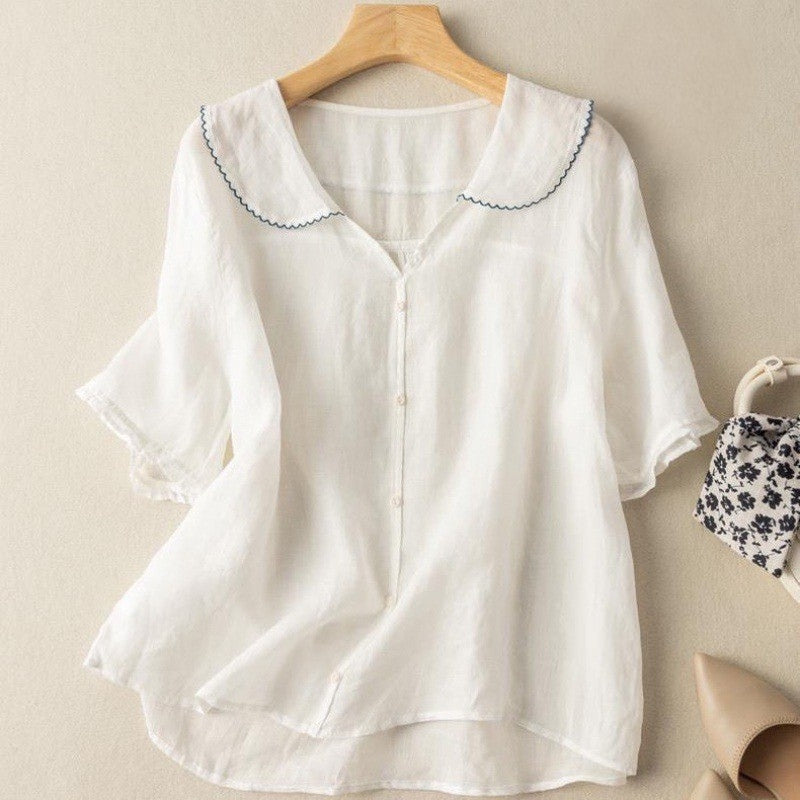 Nadia Lightweight Linen Button Blouse
