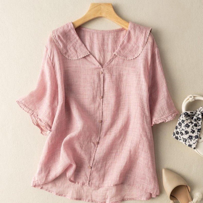 Nadia Lightweight Linen Button Blouse