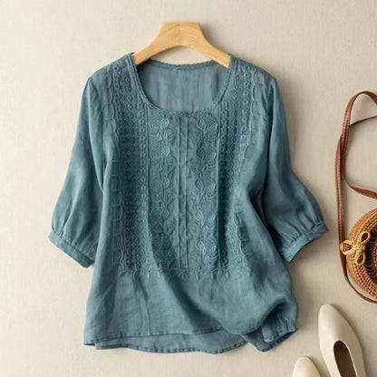 Elise Relaxed Linen Button-Up Shirt