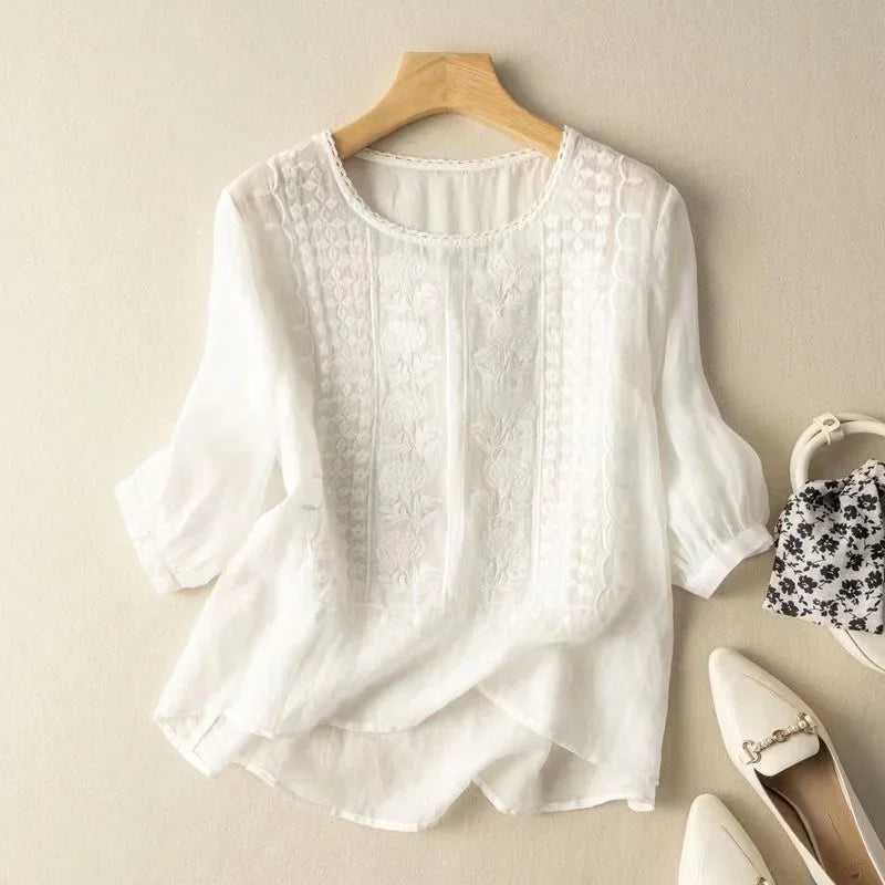 Elise Relaxed Linen Button-Up Shirt