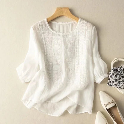 Elise Relaxed Linen Button-Up Shirt