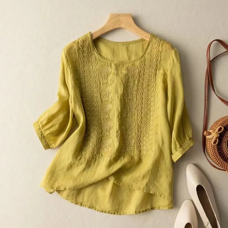 Elise Relaxed Linen Button-Up Shirt