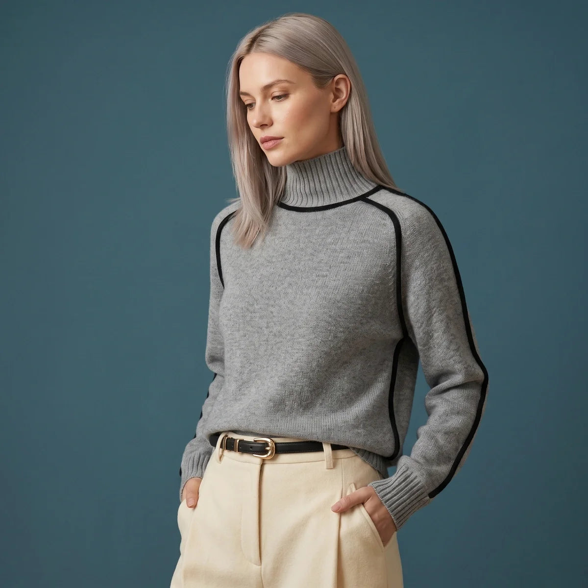 Vivienne Piped Collar Knit Pullover